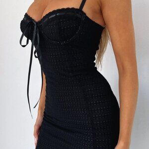 WHITE FOX: No Regrets Mini Dress Black